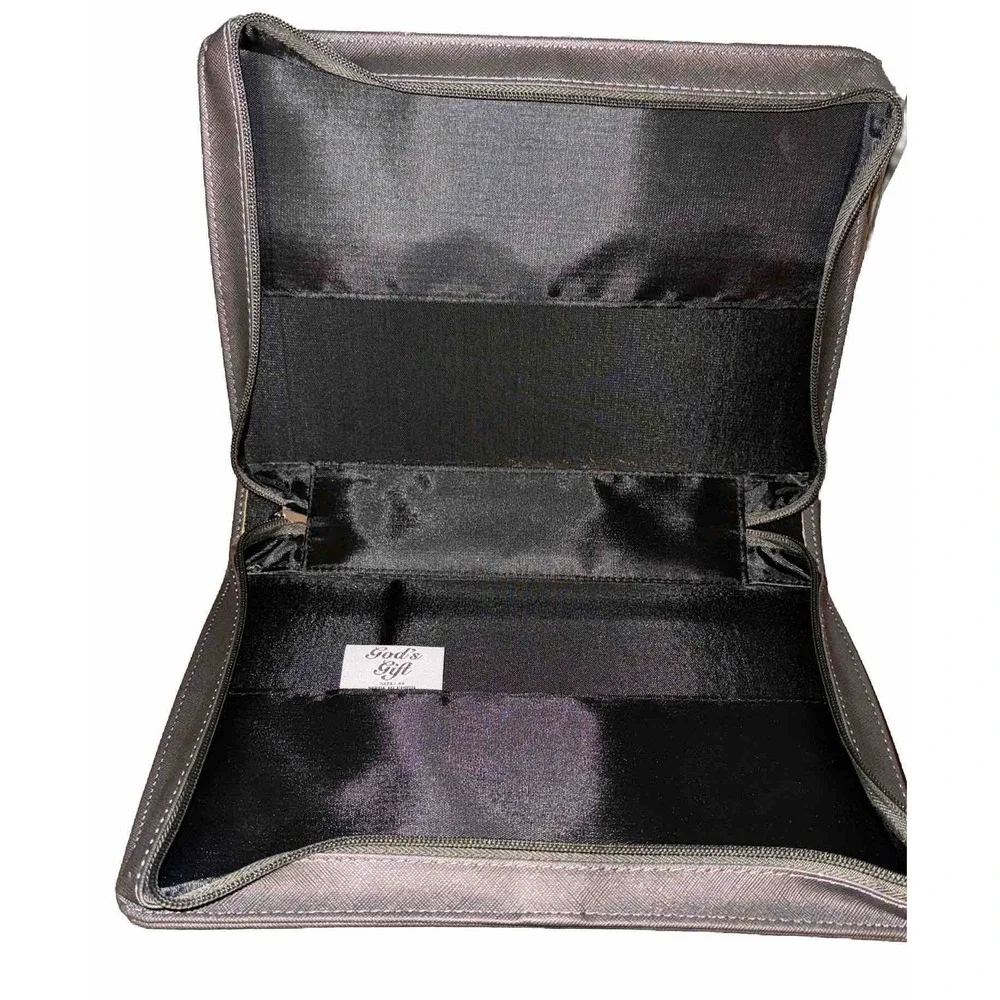 God's Gift Bible Book Cover Carry Case Black Floral Strength & Dignity 8x11 NWT
